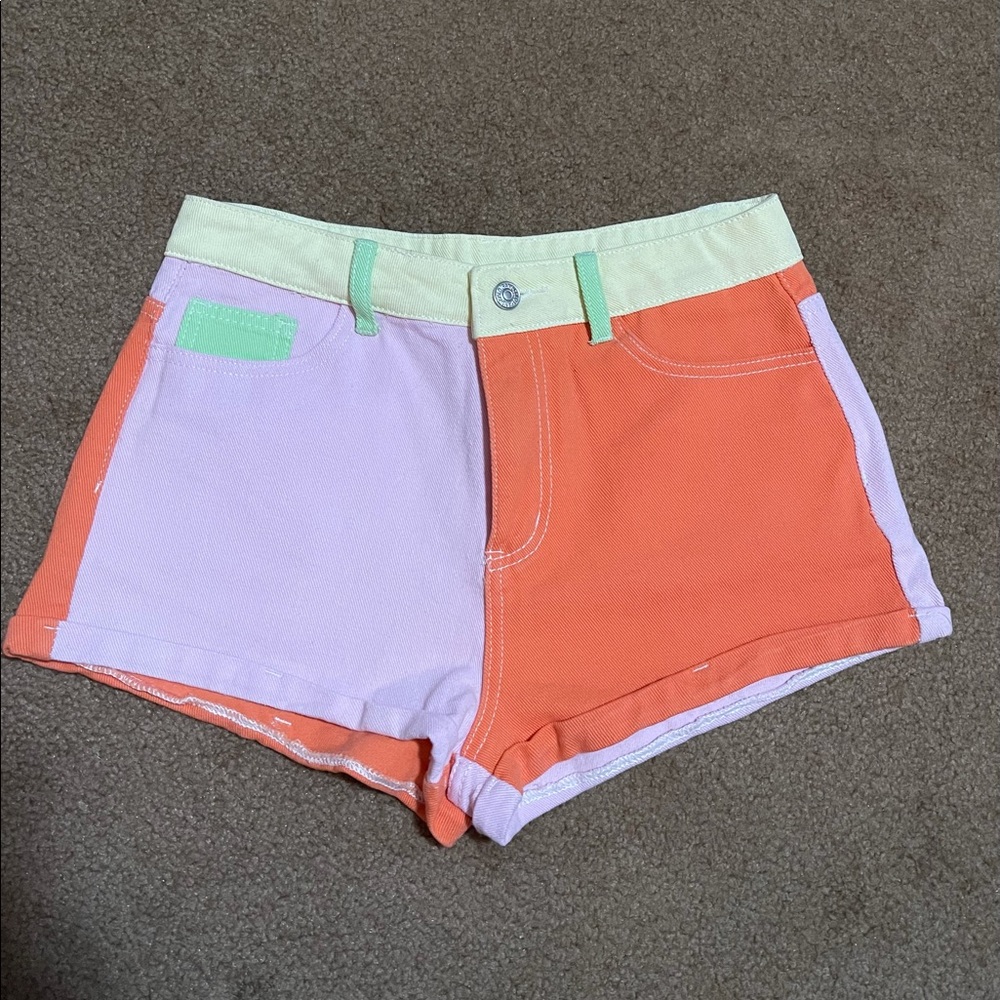 Shein Color Block Jean Shorts